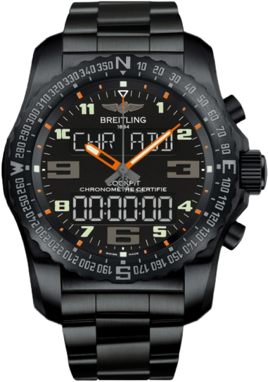 Breitling,Cockpit B50 46mm,46mm,Titanium,Black,Quartz,Countdown,Chronograph,Perpetual Calendar,Month,In-house Caliber,Sapphire,VB5010A5,VB5010A5/BD41/176V