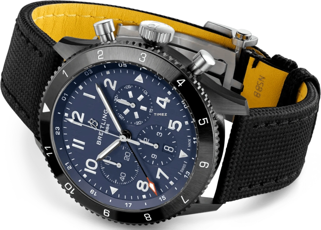 Breitling,Classic AVI 46mm,46mm,Ceramic,Blue,Automatic,Chronograph,Day,Dule Time,SB04452A1C1X1