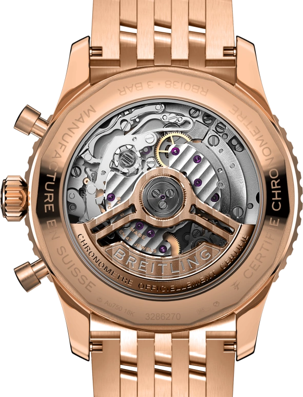 Breitling,Navitimer 43mm,43mm,Red Gold,Black,Automatic,Chronograph,Day,RB0138211B1R1