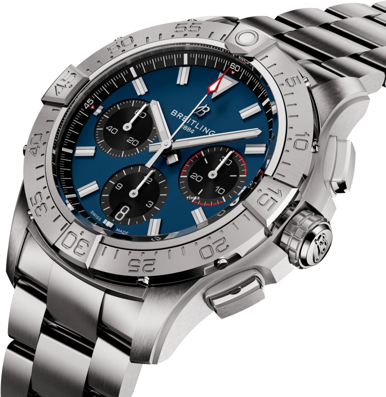 Breitling,Avenger 42mm,42mm,Stainless Steel,Blue,Black,Automatic,Chronograph,Day,AB0146101C1A1