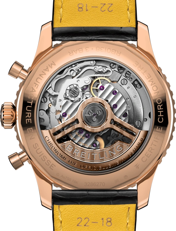 Breitling,Navitimer 43mm,43mm,Red Gold,Black,Automatic,Chronograph,Day,RB0138211B1P1