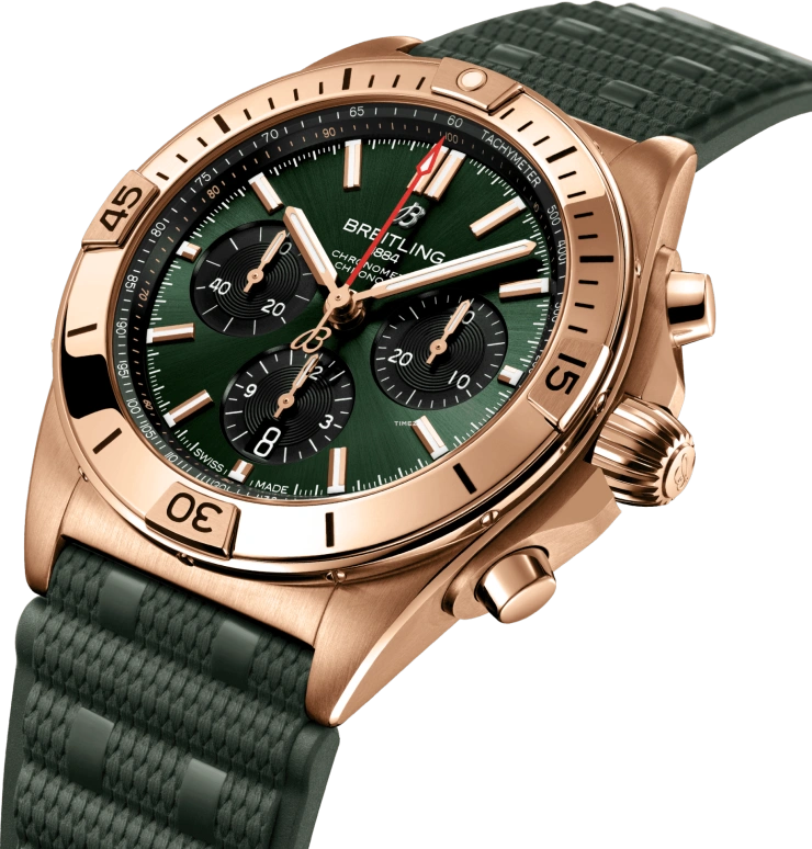 Breitling,Chronomat 42mm,42mm,Red Gold,Green,Automatic,Chronograph,Day,RB0134101L1S1