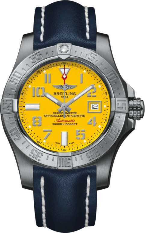 Breitling,Avenger 45mm,45mm,Stainless Steel,Yellow,Automatic,Chronograph,Date,Anti-magnetic,A1733110,A1733110/I519/112X/A20DSA.1