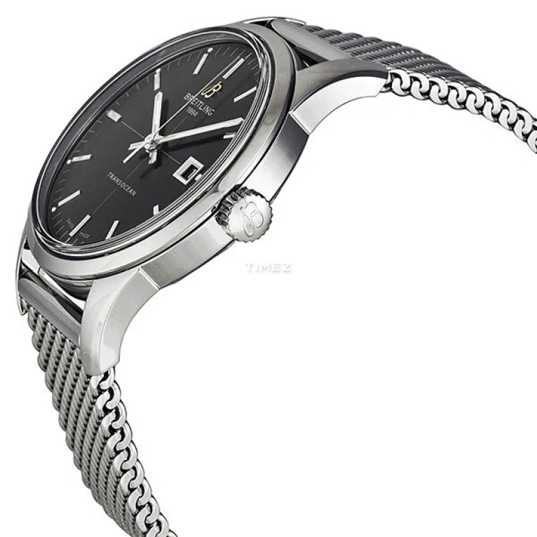Breitling,Transocean 43mm,43mm,Stainless Steel,Black,Automatic,Chronograph,Day,A1036012,A1036012/BA91/154A