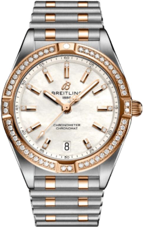 Breitling,Chronomat 32mm,32mm,Red Gold,Stainless Steel,White,Quartz,Day,26280hours,U77310591A2U1