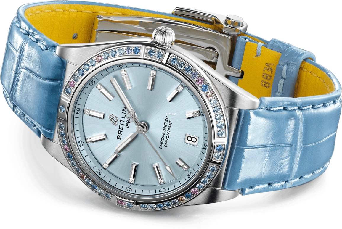 Breitling,Other 36mm,36mm,Stainless Steel,Red Gold,Blue,Automatic,Day,Sapphire,Crystal Glass,G10380611C1P1