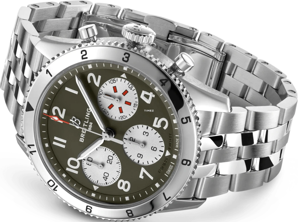 Breitling,Classic AVI 42mm,42mm,Stainless Steel,Black,Automatic,Chronograph,42hours,A233802A1L1A1