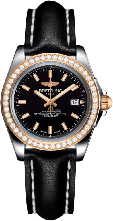 Breitling,Galactic 32mm,32mm,Rose Gold,Stainless Steel,Black,Quartz,Day,26280hours,C7133053,C7133053/BF65/408X/A14BA.1