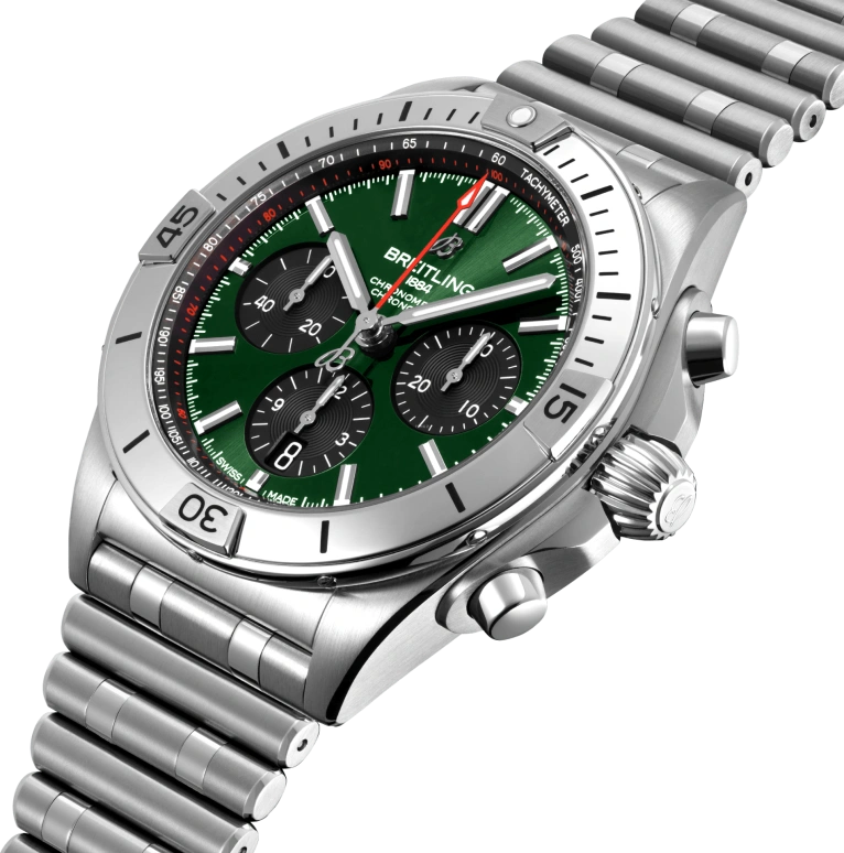 Breitling,Chronomat 42mm,42mm,Stainless Steel,Green,Automatic,70hours,In-house Caliber,AB0134101L1A1
