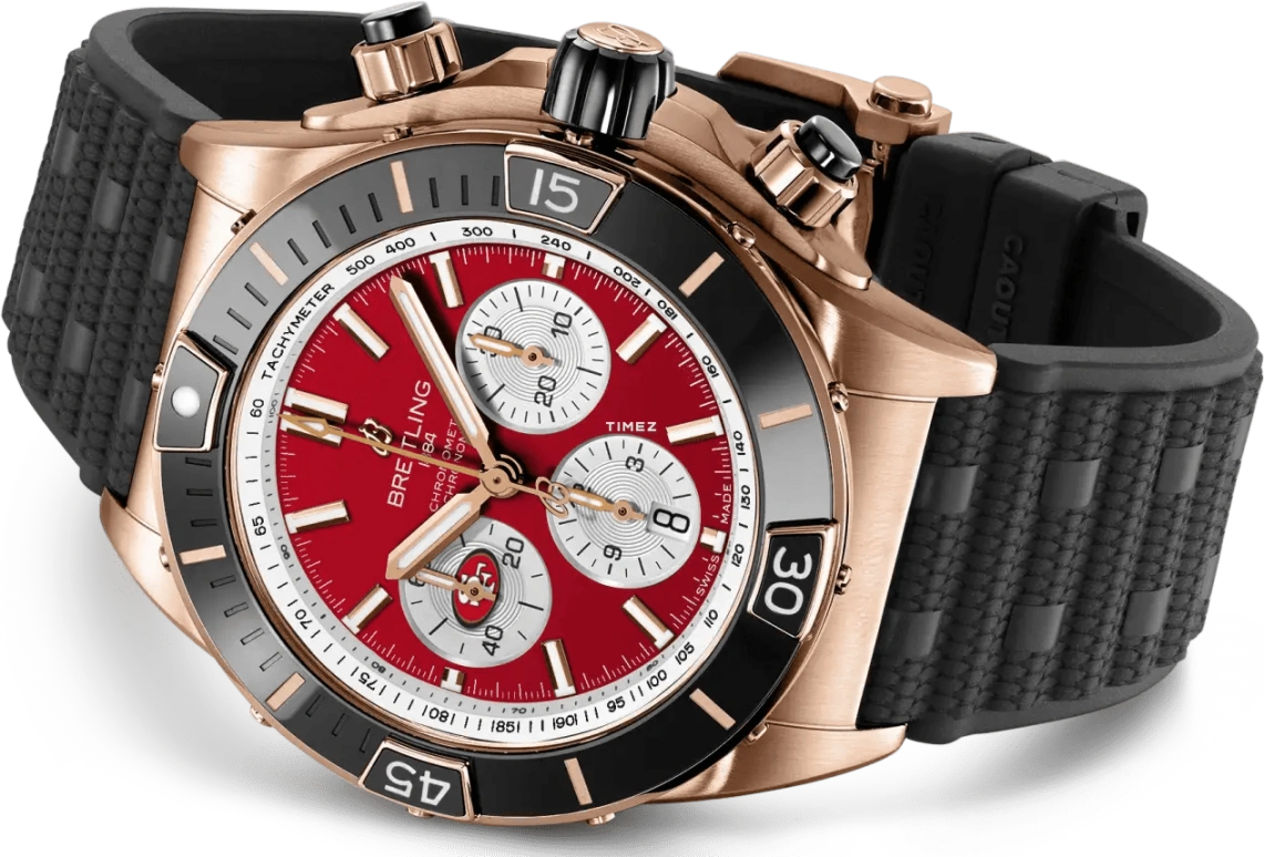 Breitling,Chronomat 44mm,44mm,Red Gold,Ceramic,Red,Automatic,Chronograph,Day,RB01366A1K1S1