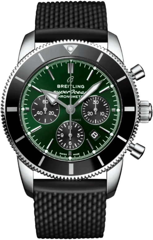 Breitling,Superocean Heritage 44mm,44mm,Stainless Steel,Green,Automatic,Chronograph,Day,AB01621A1L1S1
