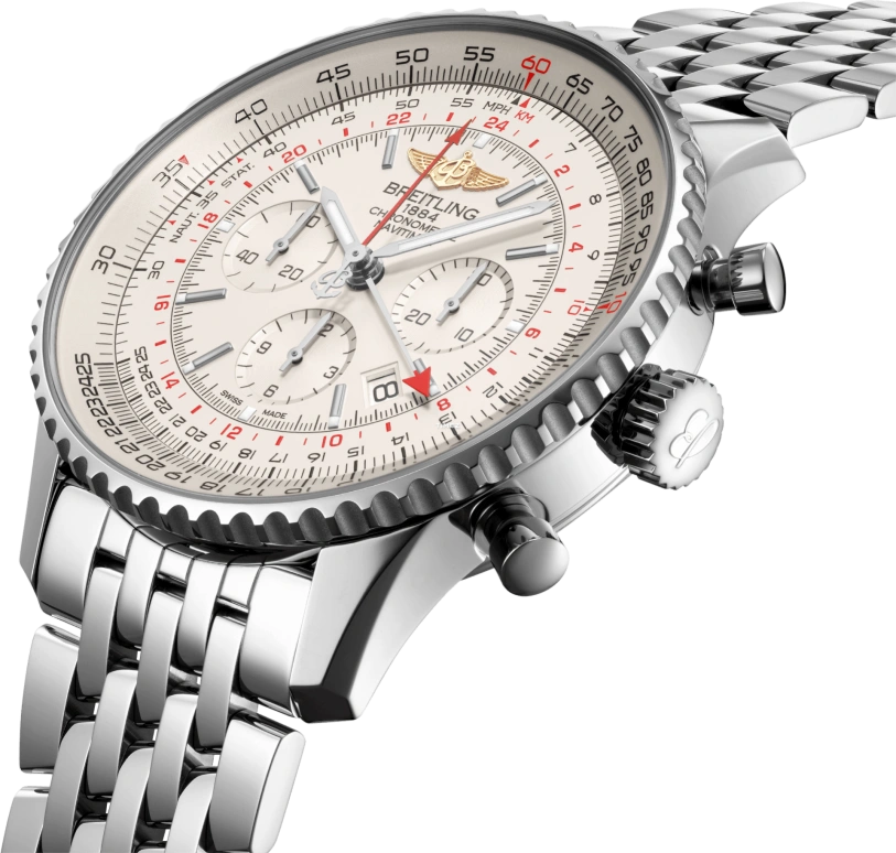 Breitling,Navitimer 48mm,48mm,Stainless Steel,Cream,Automatic,Chronograph,Day,AB0441211G1A1