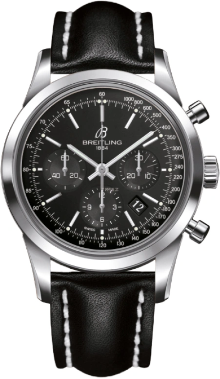 Breitling,Transocean 43mm,43mm,Stainless Steel,Black,Automatic,Chronograph,Day,AB015212,AB015212/BA99/435X/A20BA.1