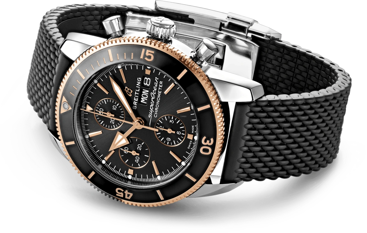 Breitling,Superocean Heritage 44mm,44mm,Rose Gold,Stainless Steel,Black,Automatic,Chronograph,Date,Compass,U13313121B1S1