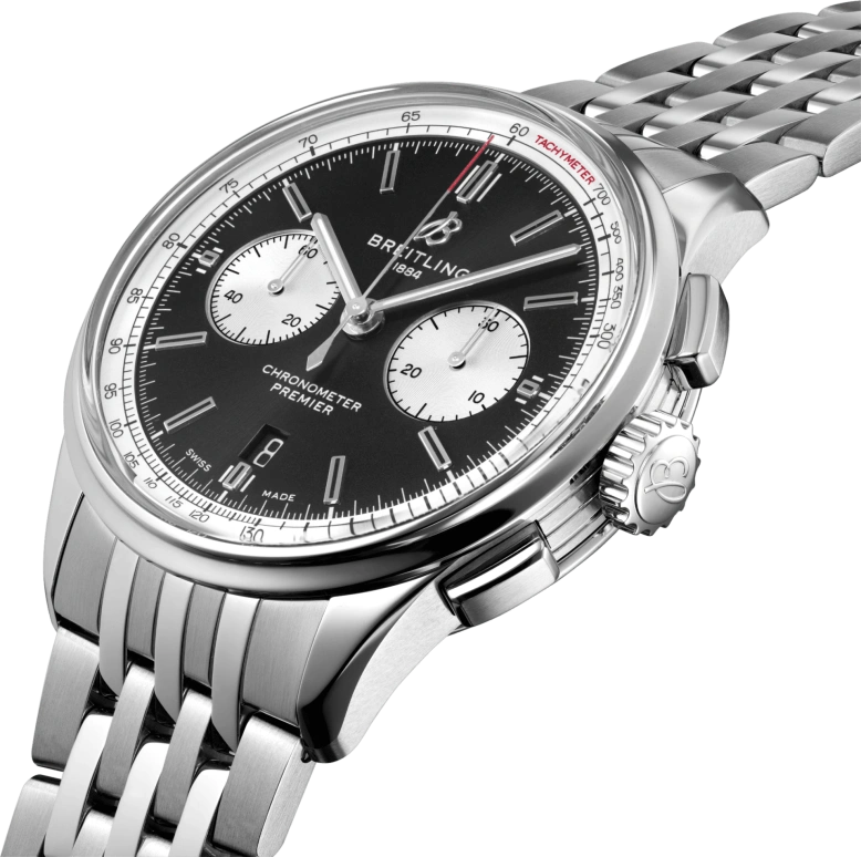 Breitling,Premier 42mm,42mm,Stainless Steel,Black,Automatic,Chronograph,Day,AB0118371B1A1