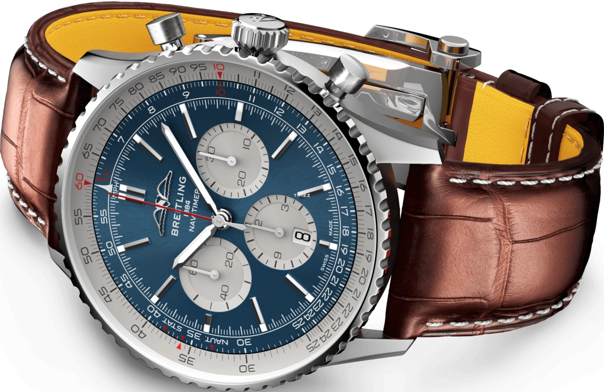 Breitling,Navitimer 46mm,46mm,Stainless Steel,Blue,Silver,Automatic,Chronograph,Day,AB0137211C1P1