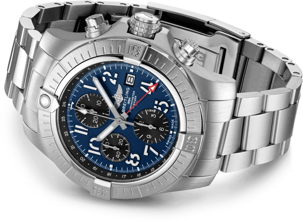 Breitling,Avenger 45mm,45mm,Stainless Steel,Blue,Automatic,Chronograph,Day,Dule Time,A24315101C1A1