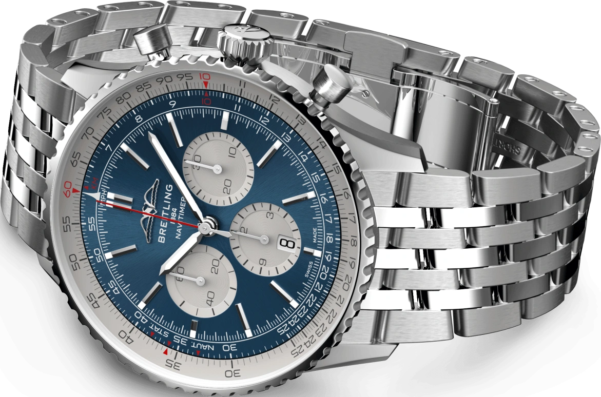 Breitling,Navitimer 46mm,46mm,Stainless Steel,Blue,Automatic,Chronograph,Day,AB0137211C1A1