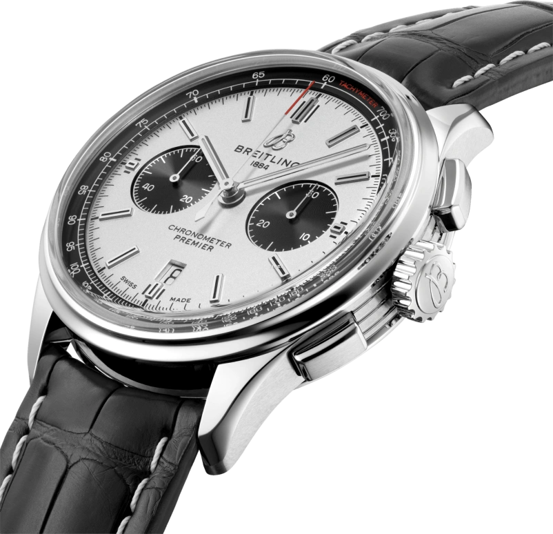 Breitling,Premier 42mm,42mm,Stainless Steel,Silver,Black,Automatic,Chronograph,Day,AB0118221G1P2
