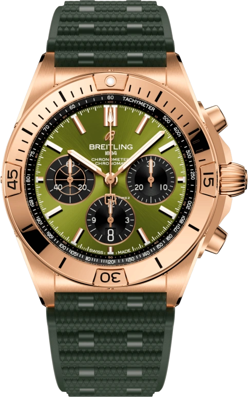 Breitling,Chronomat 42mm,42mm,Red Gold,Green,Automatic,Chronograph,Day,RB01344A1L1S1