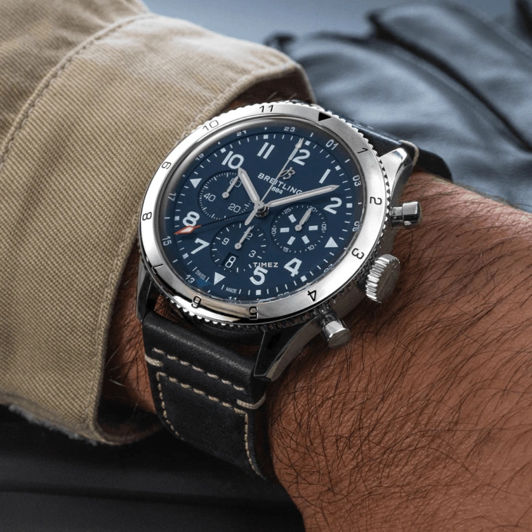 Breitling,Aviatior 8 46mm,46mm,Stainless Steel,Blue,Automatic,Chronograph,Day,Dule Time,AB04451A1C1X1