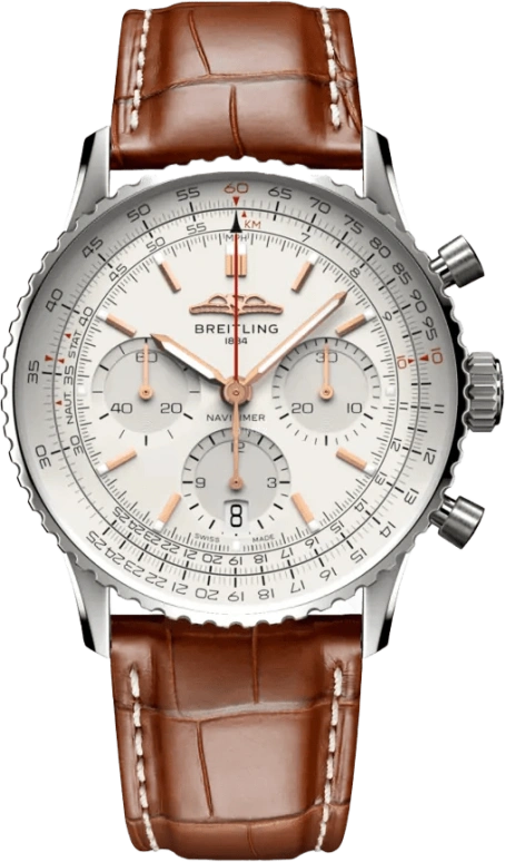 Breitling,Navitimer 41mm,41mm,Stainless Steel,White,Automatic,Chronograph,Day,AB0139211G1P1