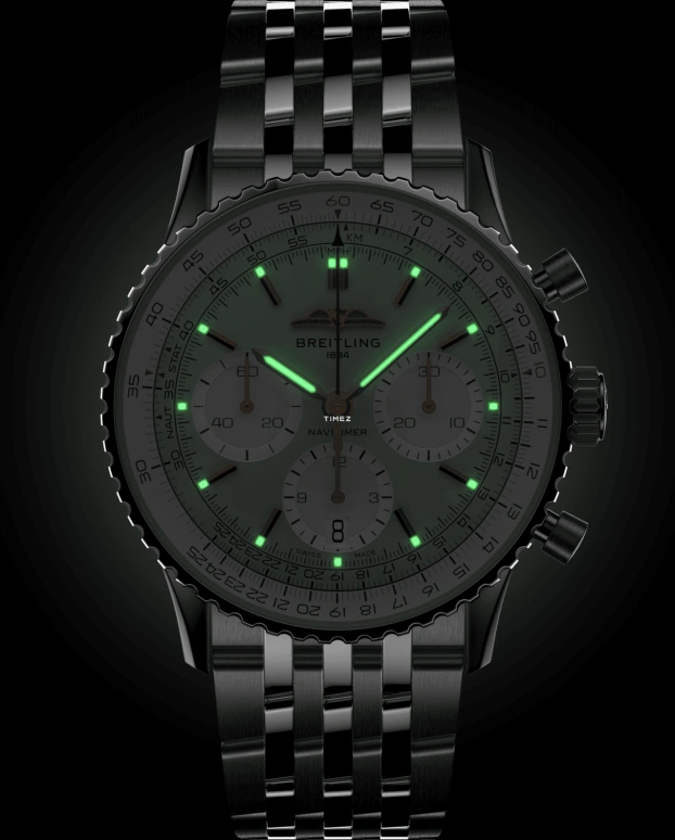 Breitling,Navitimer 41mm,41mm,Stainless Steel,Green,Automatic,Chronograph,Day,AB0139211L1A1