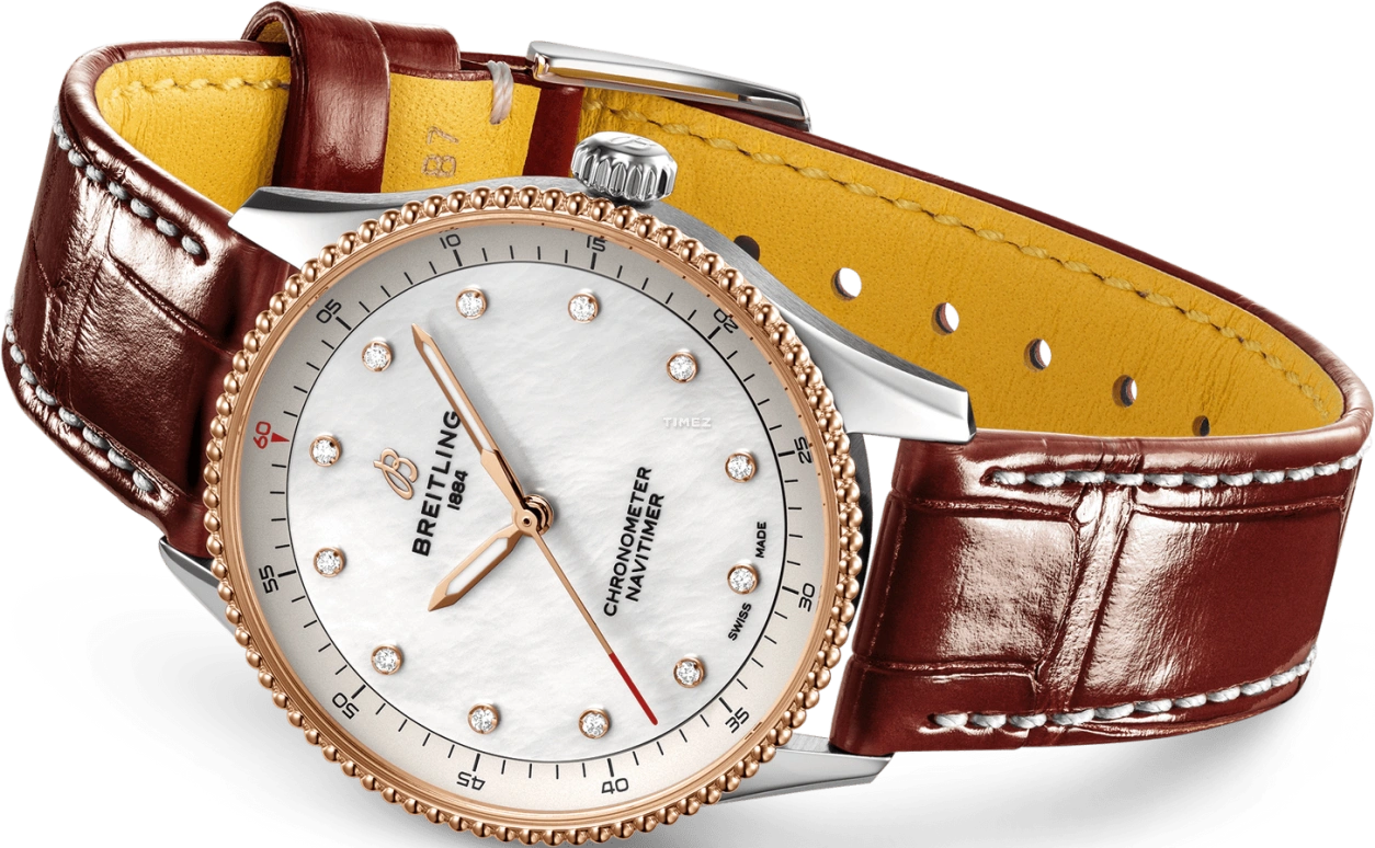 Breitling,Navitimer 32mm,32mm,Stainless Steel,Red Gold,White,Quartz,26280hours,In-house Caliber,U77320E61A1P1