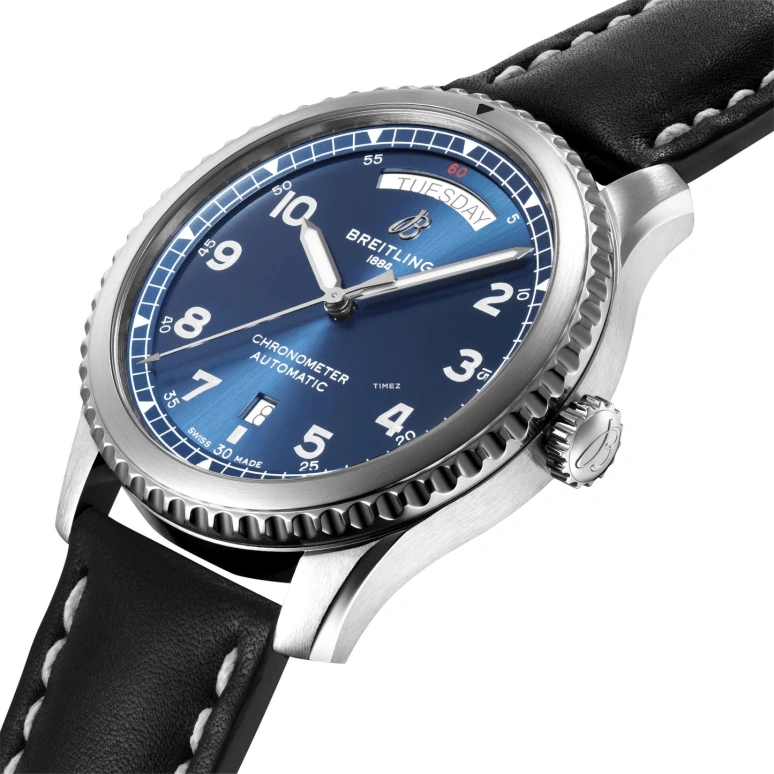 Breitling,Aviatior 8 41mm,41mm,Stainless Steel,Blue,Automatic,Date,Day,A45330101C1X1