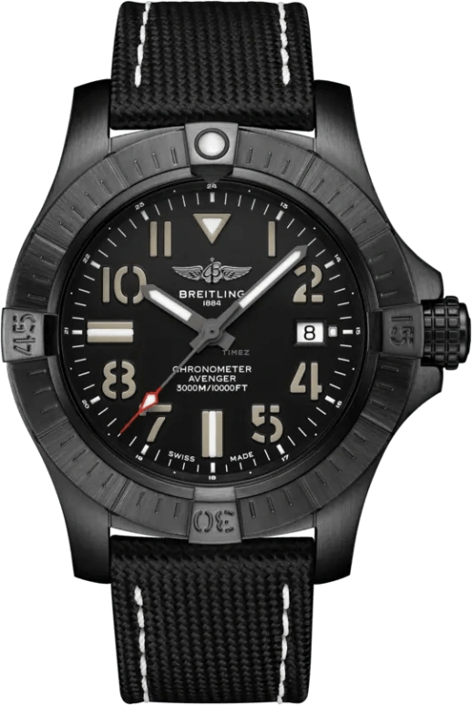 Breitling,Avenger 45mm,45mm,Titanium,Black,Automatic,Chronograph,Date,Anti-magnetic,V17319101B1X1