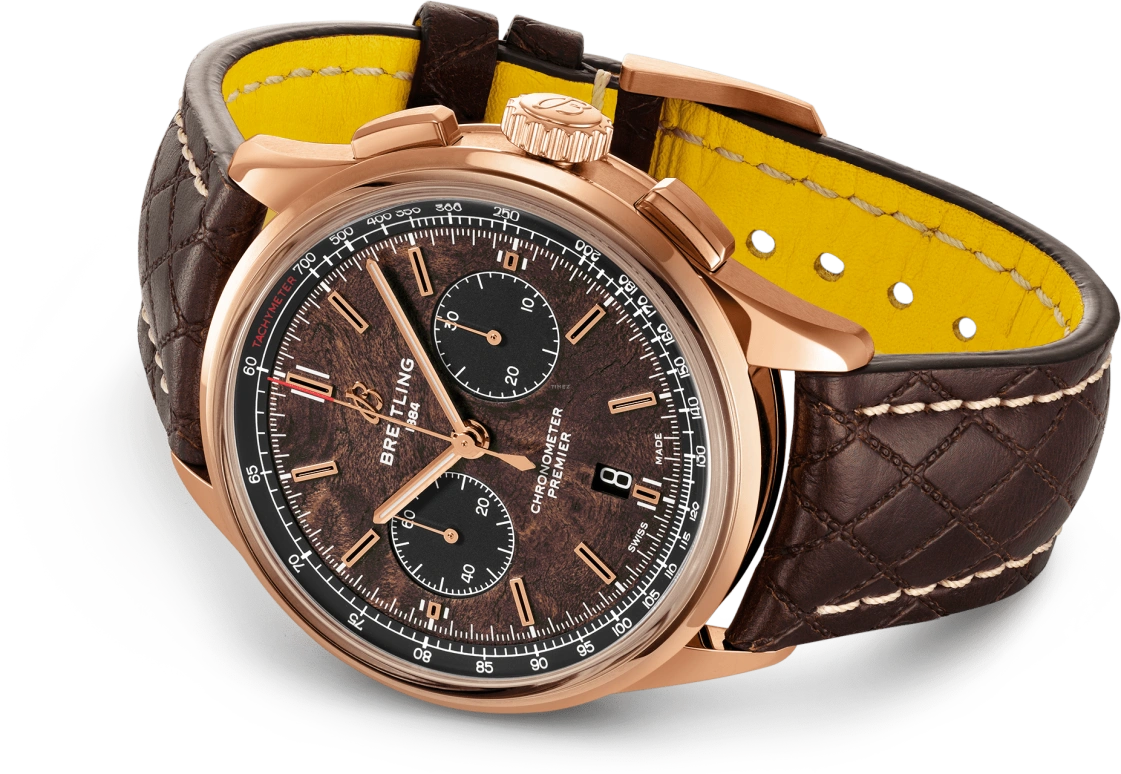 Breitling,Premier 42mm,42mm,Red Gold,Brown,Black,Automatic,Chronograph,Day,RB01181A1Q1X1