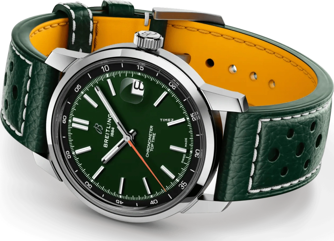 Breitling,Top Time 38mm,38mm,Stainless Steel,Green,Automatic,Day,78hours,AB3113171L1X1