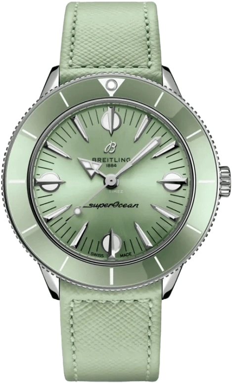 Breitling,Superocean Heritage 38mm,38mm,Stainless Steel,Green,Automatic,Chronograph,Day,A10340361L1X1