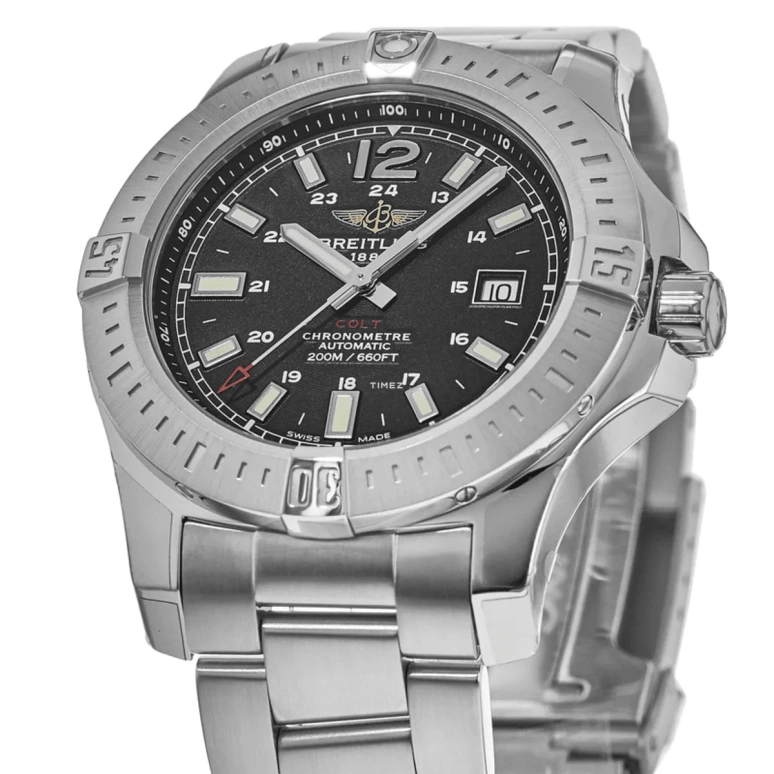 Breitling,Other 44mm,44mm,Stainless Steel,Black,Automatic,Day,Dule Time,A17388101B2A1