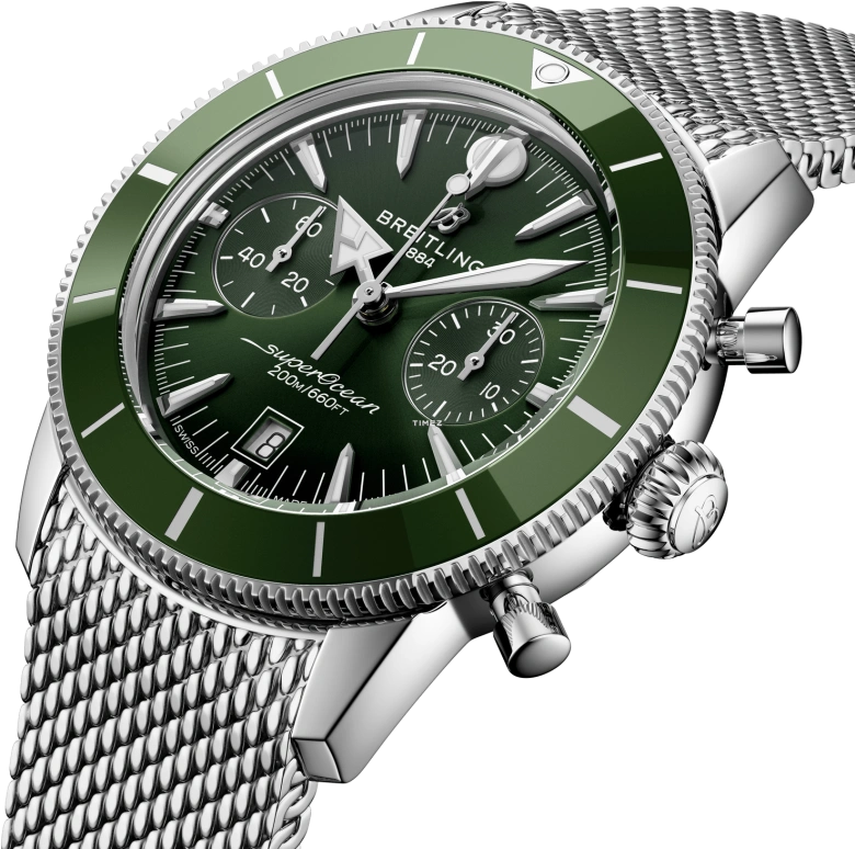 Breitling,Superocean Heritage 44mm,44mm,Stainless Steel,Ceramic,Green,Automatic,Chronograph,Day,AB0156361L1A1