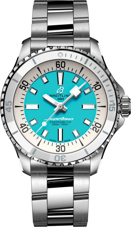 Breitling,Superocean 36mm,36mm,Stainless Steel,Turquoise,Stone Green,Automatic,40hours,In-house Caliber,A17377211C1A1