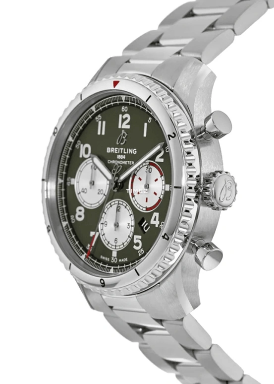 Breitling,Aviatior 8 43mm,43mm,Stainless Steel,Green,Automatic,Chronograph,Day,AB01192A1L1A1