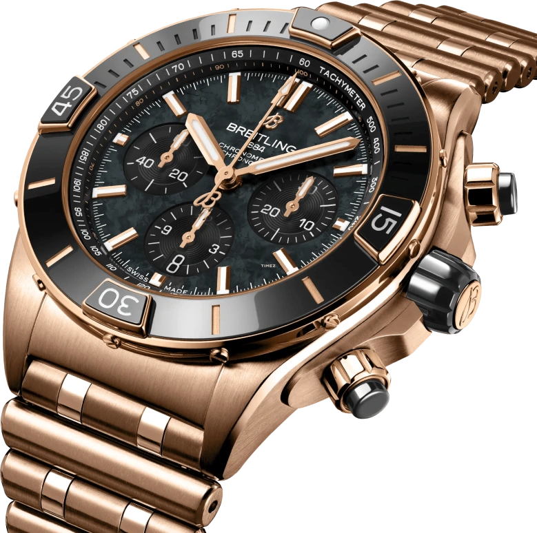 Breitling,Chronomat 44mm,44mm,Red Gold,Black,Automatic,Chronograph,Day,RB01365A1B1R1