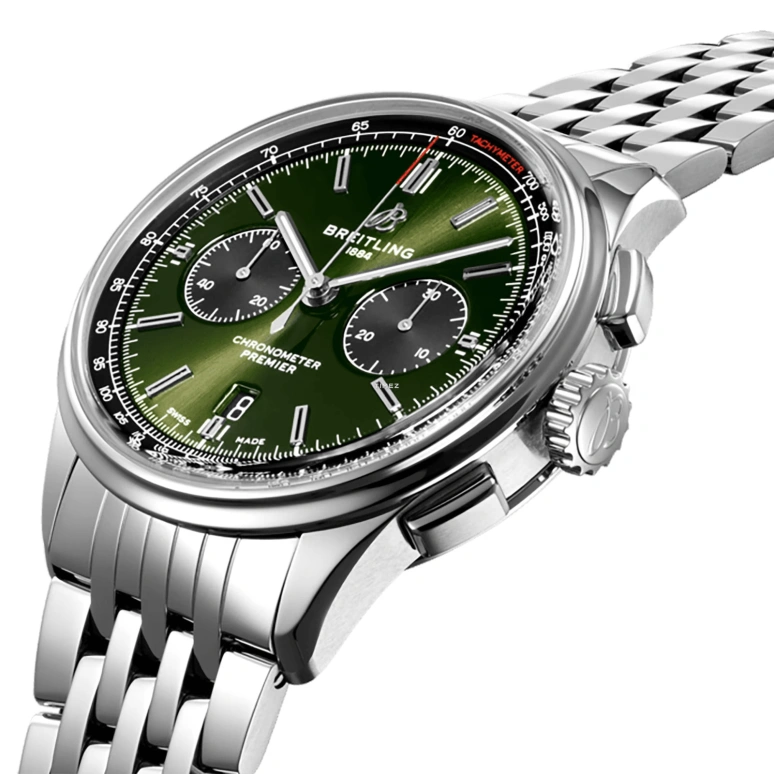 Breitling,Premier 42mm,42mm,Stainless Steel,Green,Automatic,Day,70hours,AB0118A11L1A1