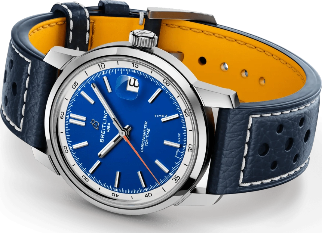 Breitling,Top Time 38mm,38mm,Stainless Steel,Blue,White,Automatic,Day,78hours,AB3113A71C1X1