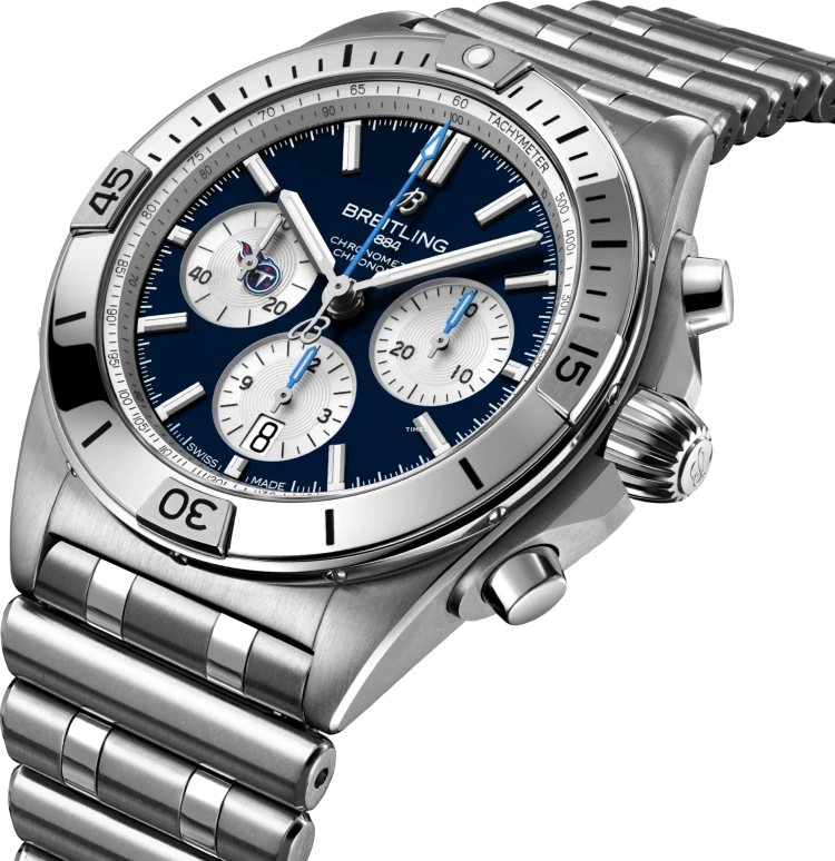 Breitling,Chronomat 42mm,42mm,Stainless Steel,Ocean Blue,White,Automatic,Chronograph,Day,AB01342B1C6A1