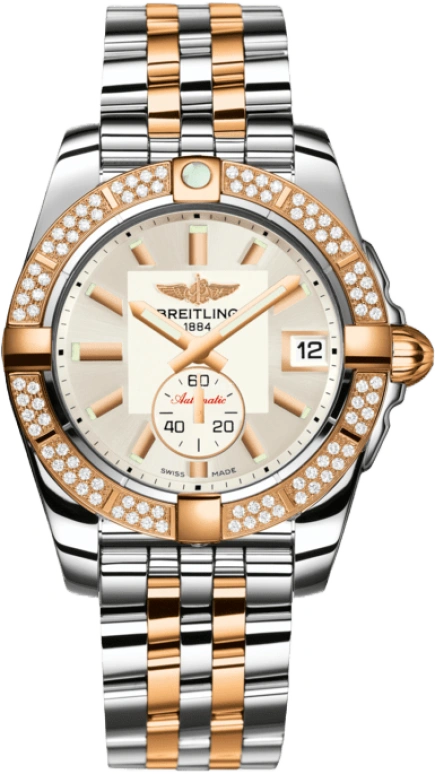Breitling,Galactic 36mm,36mm,Rose Gold,Stainless Steel,Silver,White,Automatic,Day,42hours,C3733053,C3733053/G714/376C