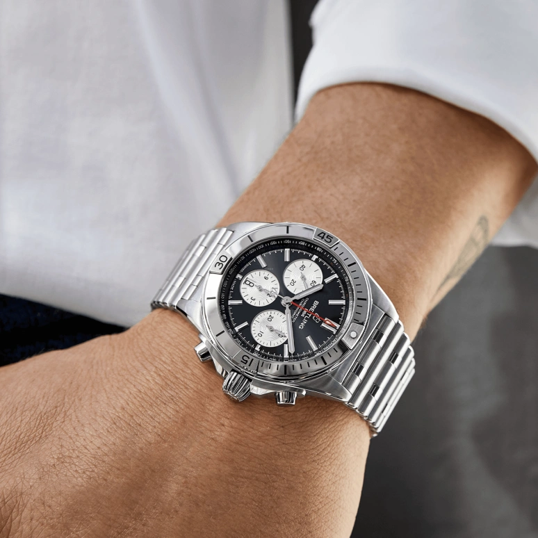 Breitling,Chronomat 42mm,42mm,Stainless Steel,Black,Automatic,Chronograph,Day,AB0134101B1A1