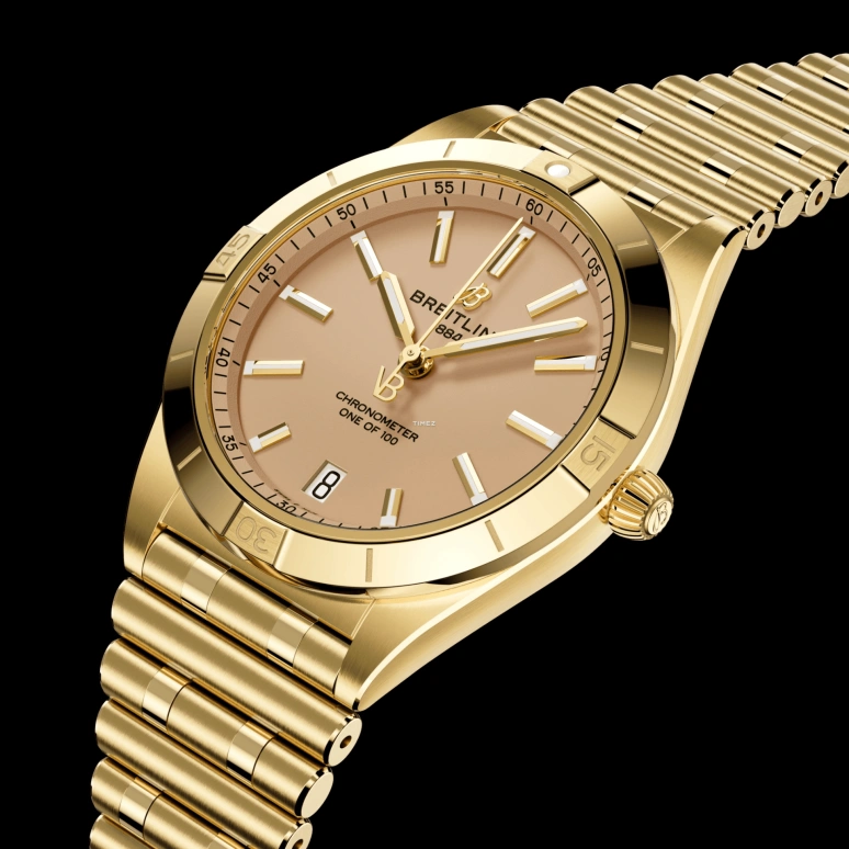 Breitling,Chronomat 36mm,36mm,Yellow Gold,Sand,Automatic,Day,Sapphire,Crystal Glass,K103801A1A1K1