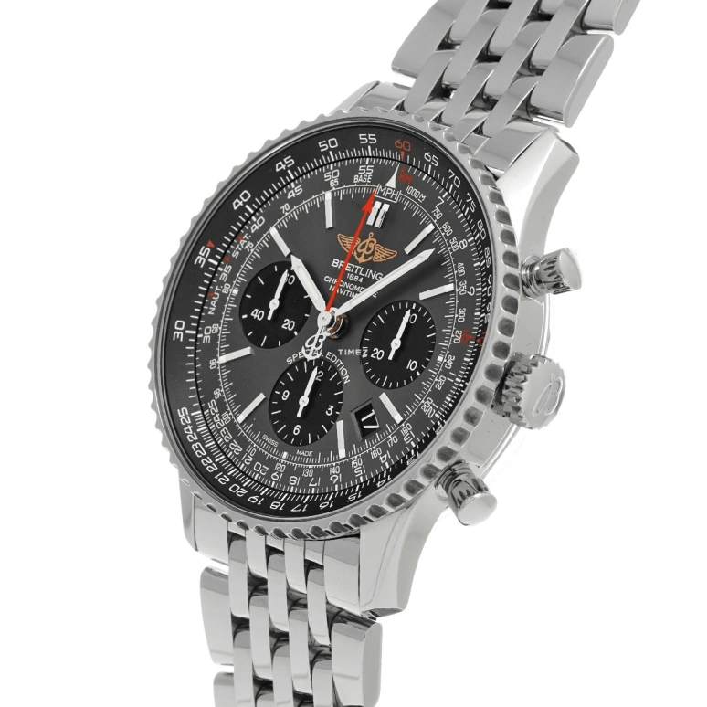 Breitling,Navitimer 43mm,43mm,Stainless Steel,Grey,Automatic,Chronograph,Day,AB0121A21B1A1