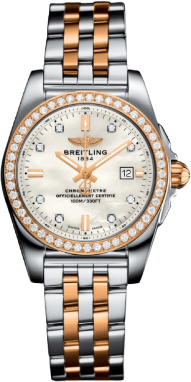 Breitling,Galactic 29mm,29mm,Rose Gold,Stainless Steel,White,Quartz,Day,26280hours,C72348531A1C1
