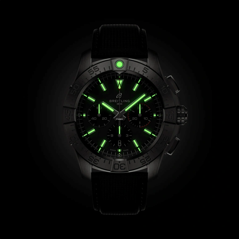 Breitling,Avenger 44mm,44mm,Stainless Steel,Black,Automatic,Chronograph,Day,AB0147101B1X1