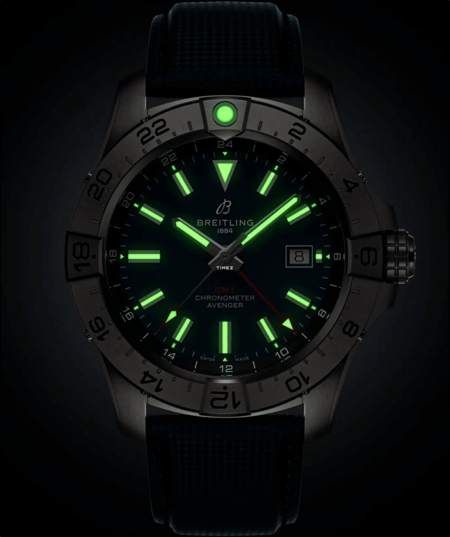 Breitling,Avenger 44mm,44mm,Stainless Steel,Blue,Automatic,Day,Dule Time,A32320101C1X1