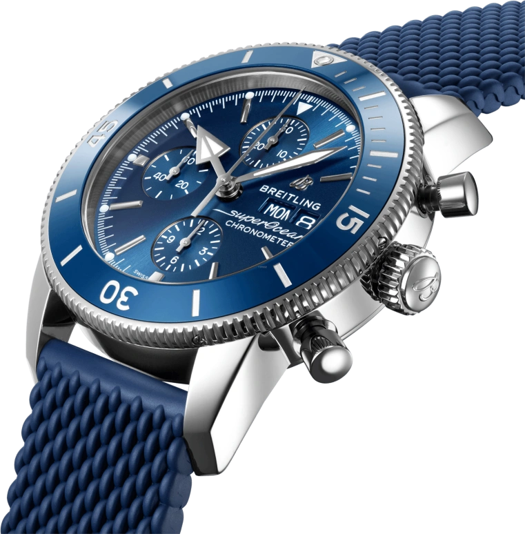 Breitling,Superocean Heritage 44mm,44mm,Stainless Steel,Blue,Automatic,Chronograph,Date,Compass,A13313161C1S1