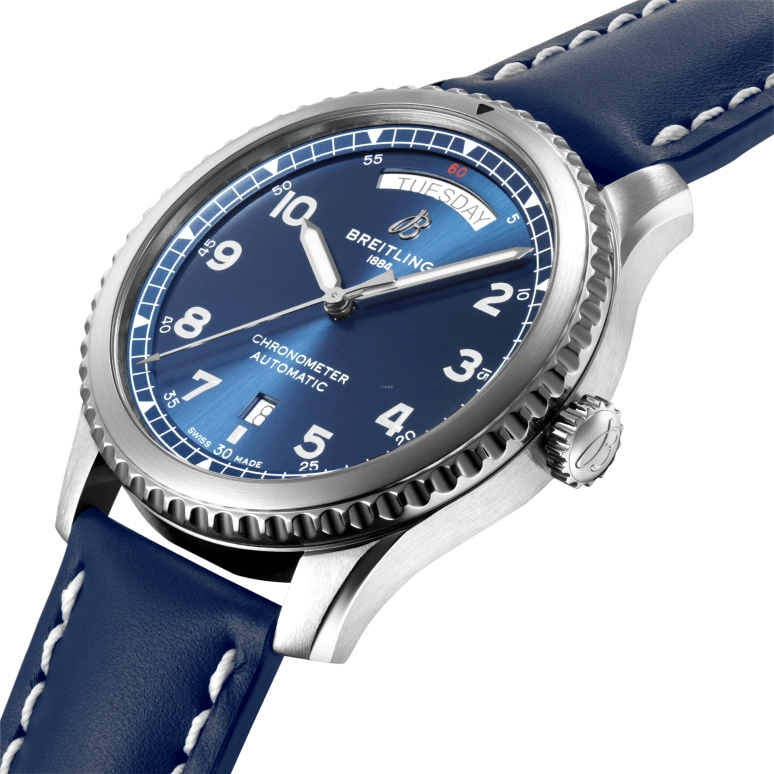 Breitling,Aviatior 8 41mm,41mm,Stainless Steel,Blue,Automatic,Date,Day,A45330101C1X3